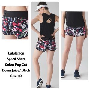 Lululemon Speed Short Pop Cut Boom Juice Multi / Black | Size 10